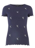Dorothy Perkins Navy Embroidered T-shirt