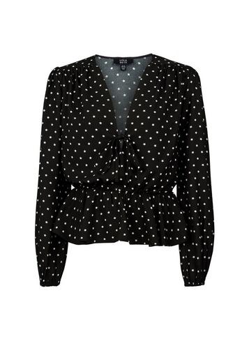 *lola Skye Black Star Print Tie Top