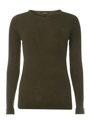 Dorothy Perkins Khaki Button Cuff Jumper