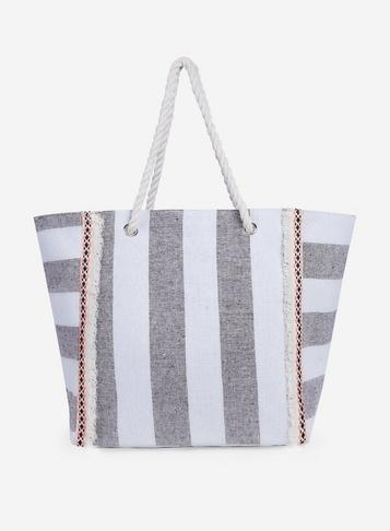 *southbeach Multi Coloured Braid Trim Beach Shopper Bag