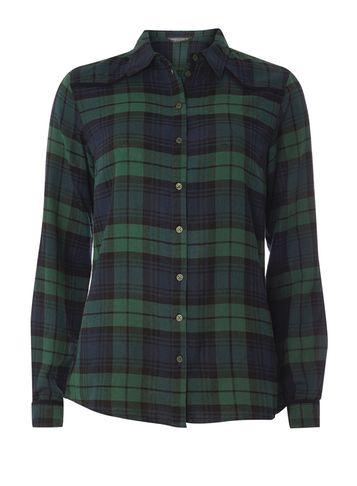 Dorothy Perkins *tall Green Yoke Detail Check Shirt