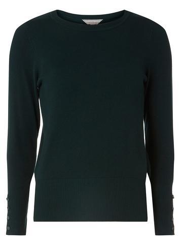 Dorothy Perkins Petite Forest Green Detail Cuff Jumper