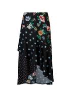 Dorothy Perkins *black Floral Print Mix Asymmetric Skirt