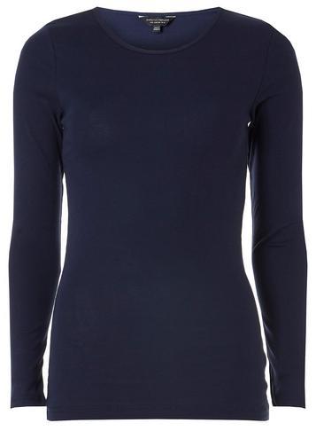 Dorothy Perkins *tall Navy Aw18 Long Sleeve Crew Neck Top
