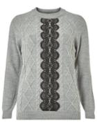 Dorothy Perkins *tall Grey Lace Panel Jumper