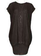 Dorothy Perkins *blue Vanilla Black Oversize Top With Necklace