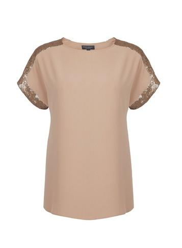 Dorothy Perkins *tall Cream Sequin Trim Tee