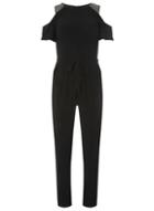Dorothy Perkins Black Stud Shoulder Jumpsuit