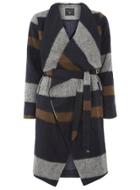 Dorothy Perkins Navy Stripe Belted Coat