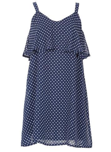 Dorothy Perkins *tenki Navy Polka Dot Ruffle Skater Dress