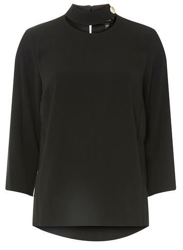 Dorothy Perkins Black Button Choker Top