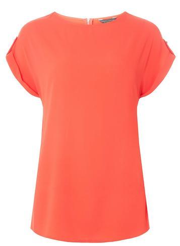 Dorothy Perkins *tall Red Turnback Short Sleeve T-shirt