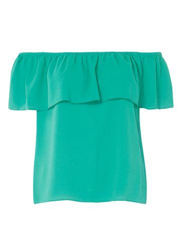 Dorothy Perkins Green Ruffle Bardot Top