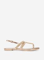 Dorothy Perkins Wide Fit Rose Gold 'faraway' T-bar Flat Sandals