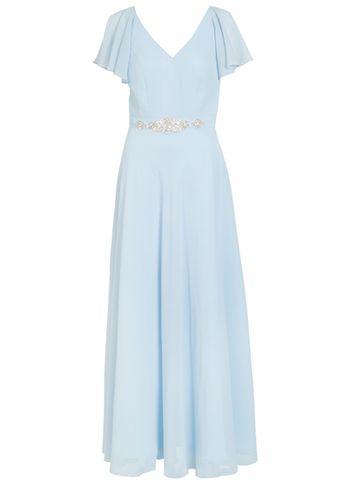 Dorothy Perkins *quiz Blue Chiffon V-neck Maxi Dress