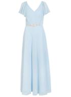 Dorothy Perkins *quiz Blue Chiffon V-neck Maxi Dress