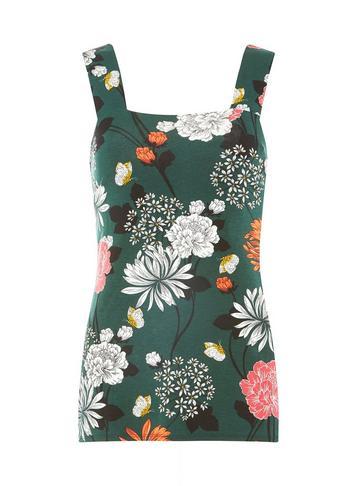 Dorothy Perkins Green Floral Print Square Neck Vest