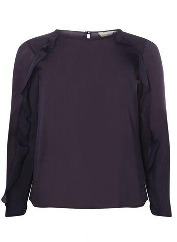 Dorothy Perkins Petite Navy Satin Ruffle Blouse