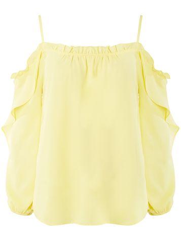 Dorothy Perkins Lemon Ruffle Cold Shoulder Top