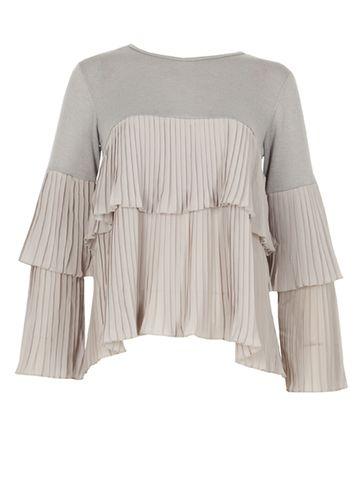 Dorothy Perkins *blue Vanilla Grey Pleated Tiered Top