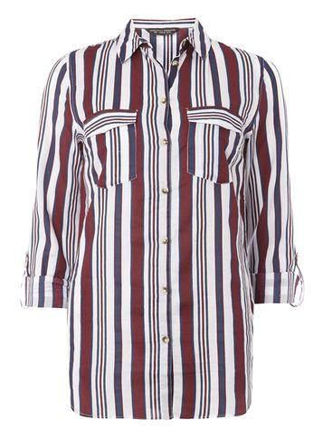 Dorothy Perkins *tall Berry Navy Stripe Shirt