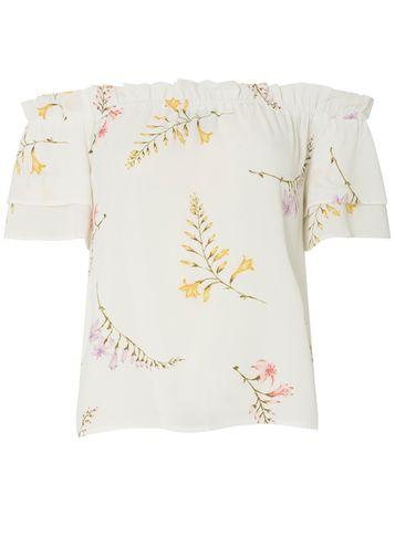 Dorothy Perkins Petite Buttermilk Floral Print Bardot Top