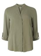 Dorothy Perkins Khaki Seamed Roll Sleeve Shirt