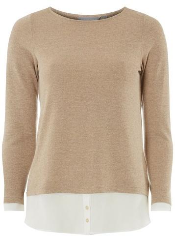 Dorothy Perkins Petite Brown Camel Long Sleeve Top