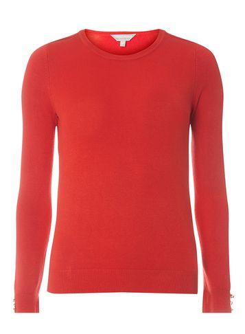 Dorothy Perkins Petite Red Button Sleeve Jumper