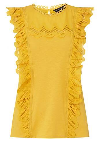Dorothy Perkins Ochre Ruffle Trim Shell Top