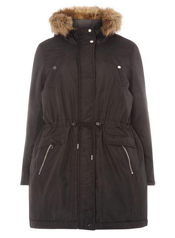 Dorothy Perkins *juna Rose Curve Black Faux Fur Hoodded Parka