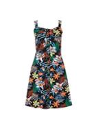 Dorothy Perkins Black Tropical Print Button Camisole Dress