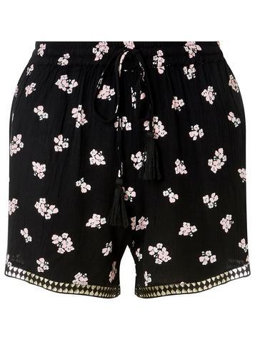 Dorothy Perkins Black Floral Print Lace Trimmed Shorts