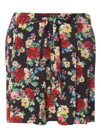 Dorothy Perkins Black Floral Tie Shorts