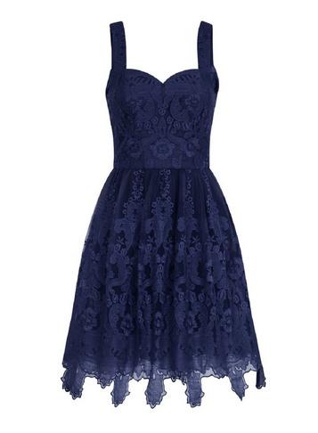 *chi Chi London Navy Embroidered Mini Dress