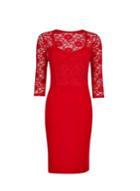 Dorothy Perkins *red Lace Top Bodycon Dress