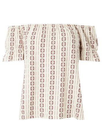 Dorothy Perkins Red Jacquard Bardot Top