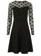 Dorothy Perkins *tall Black Flock Mesh Fit And Flare Dress