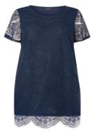 Dorothy Perkins Dp Curve Navy Lace Front T-shirt