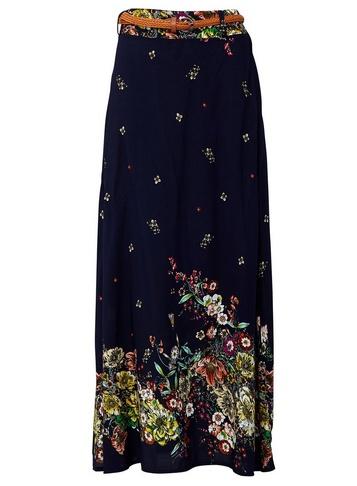 *izabel London Navy Botanical Print Skirt