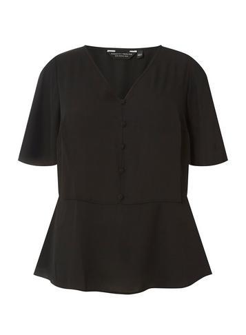 Dorothy Perkins *dp Curve Black Romantic Button Down Top