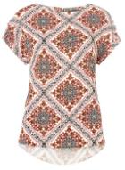 Dorothy Perkins Red Tile Print Button T-shirt