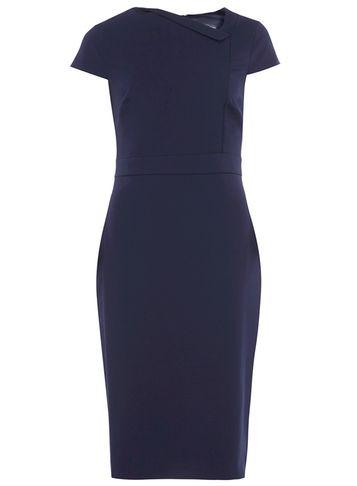 Dorothy Perkins *tall Navy Fold Neck Bodycon Dress