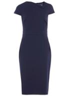 Dorothy Perkins *tall Navy Fold Neck Bodycon Dress