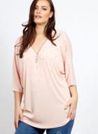 Dorothy Perkins *blue Vanilla Curve Pink Zip Front Detail T-shirt