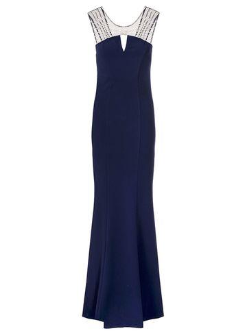Dorothy Perkins *quiz Navy Diamante Keyhole Fishtail Maxi Dress