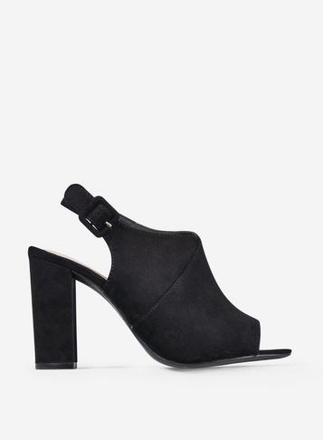 Dorothy Perkins Black Microfibre Savo Heeled Sandals