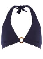 Dorothy Perkins Navy Tortoise Ring Halterneck Bikini Top
