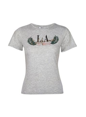 Dorothy Perkins Petite Grey La Slogan T-shirt