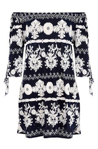Dorothy Perkins *quiz Navy And Cream Bardot Shift Dress
